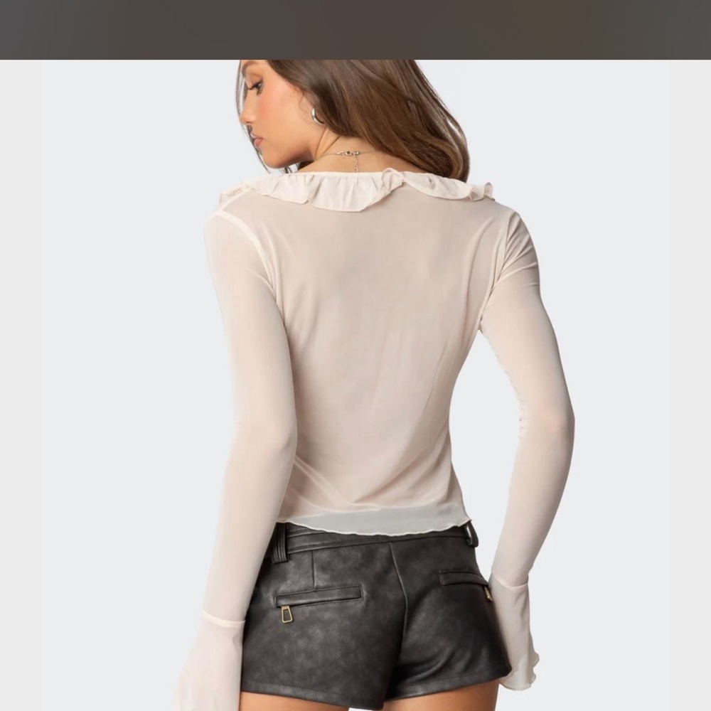 Edikted Cream Ruffle Blouse - Picture 3 of 5